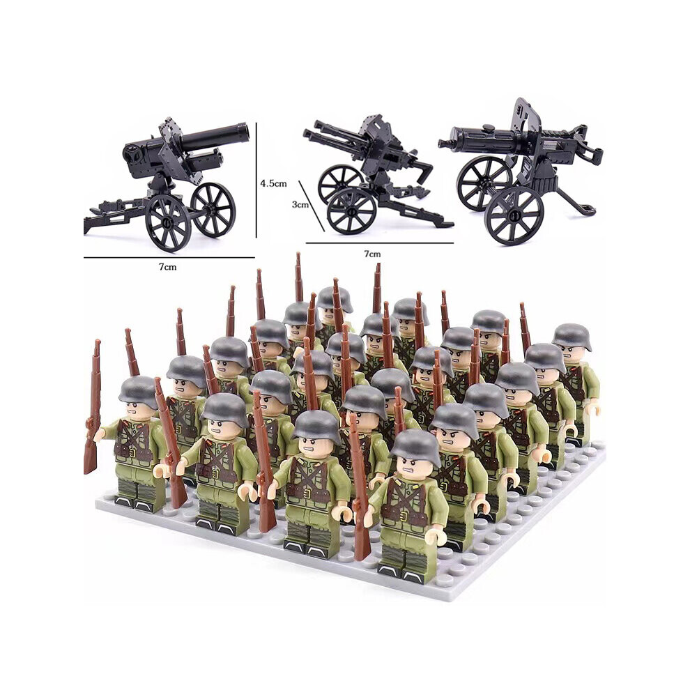 (Style A 24pcs) Minifigures 24pcs Military Building Blocks Eight-nation Phalanx Assembling WW2 Military Games Sand Tables Collections