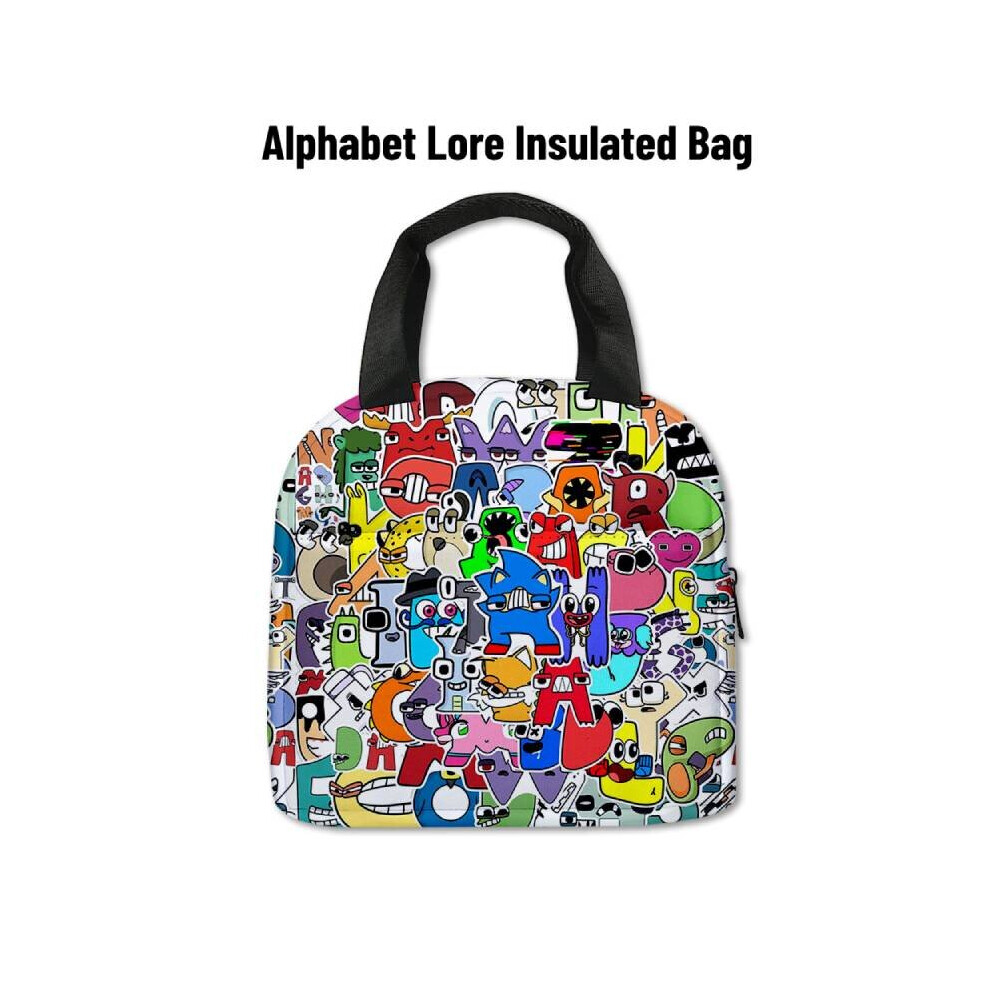(Alphabet) Alpha Lore Lunch Bag Insulated Cartoon Print Adult Youth Handbag Aluminum Foil