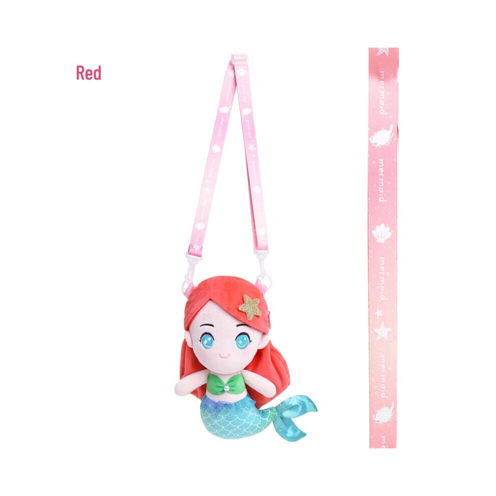 (Red) Mermaid Princess Plush Cartoon Bag Girl Doll Shoulder Backpack Child  Gift-image-OPC-PBCYJGN-NEW