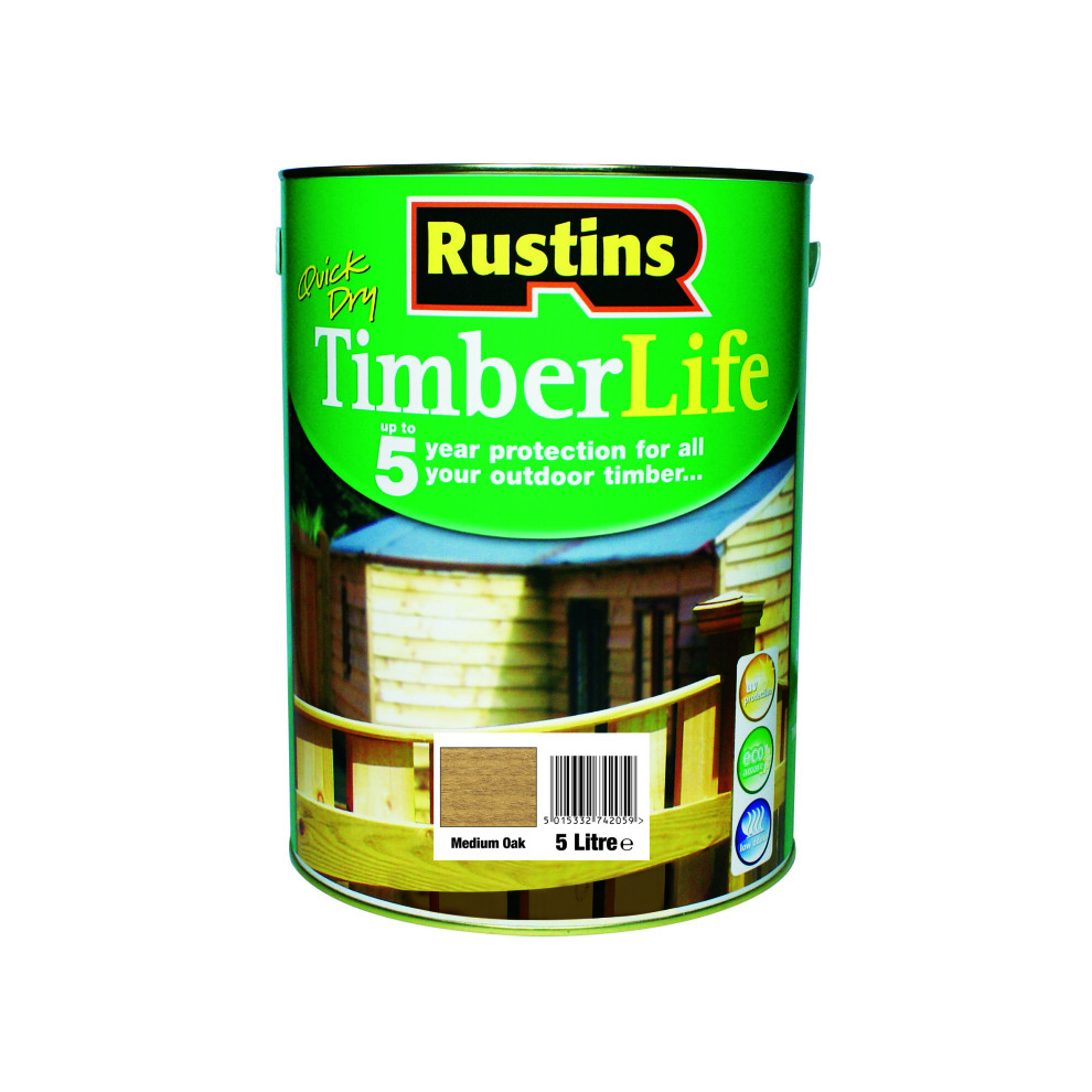 Rustins Quick Dry Timberlife - Medium Oak 5ltr