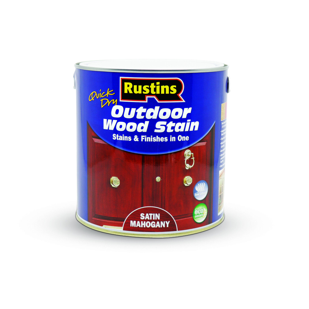 Rustins Quick Dry Outdoor Wood Stain Satin - Mahogany 2.5ltr