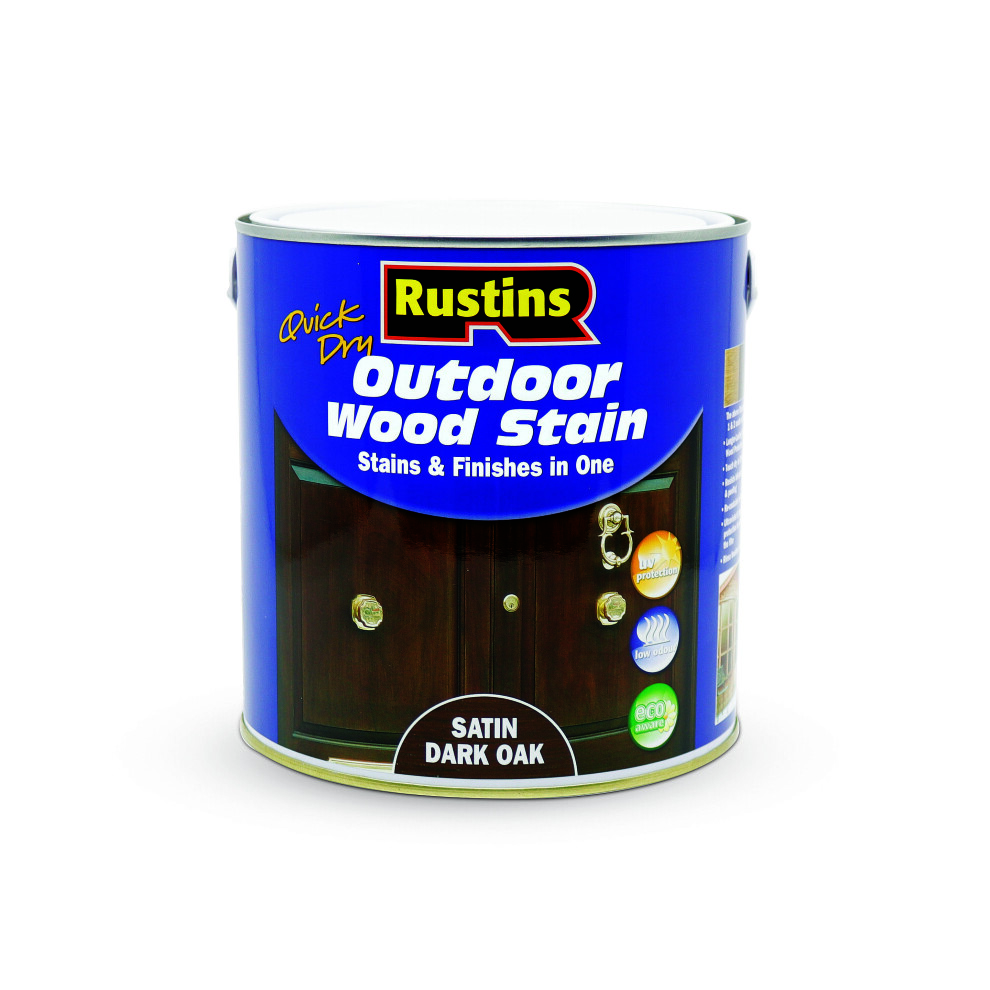 Rustins Quick Dry Outdoor Wood Stain Satin - Oak 2.5Ltr Dark