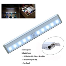 (Non rechargeable) Rechargeable10 LEDs PIR LED Motion Sensor Light Cupboard Wardrobe Bed Lamp Wall Lamp LED Cabinet Night