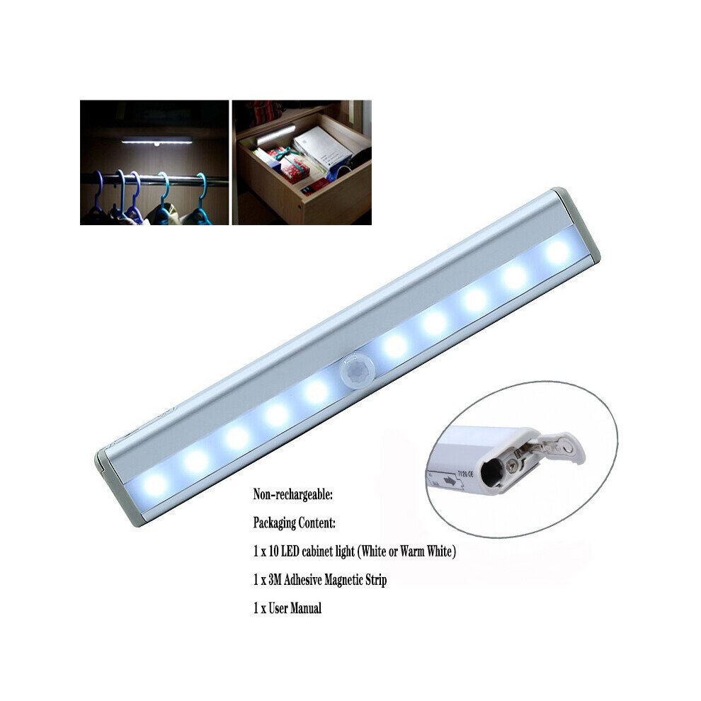 Mdsrjone (Non Rechargeable) Rechargeable10 Leds Pir Led Motion Sensor Light Cupboard Wardrobe Bed Lamp Wall Lamp Led Cabinet Night