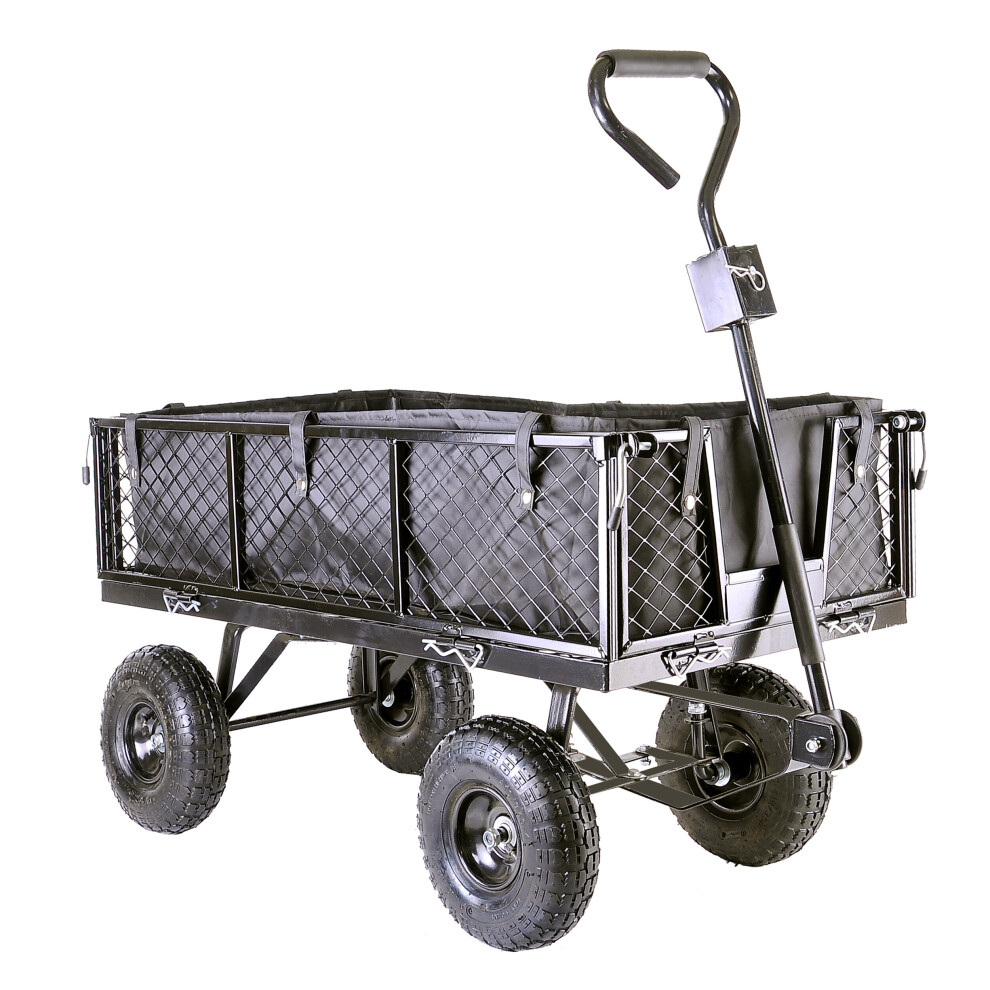 Garden TRAILER Cart Pull Along Trolley 350kg Heavy Duty Wagon