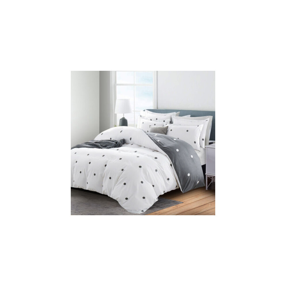 (Doted, KING) Printed Duvet Quilt Covers Floral Bedding Set