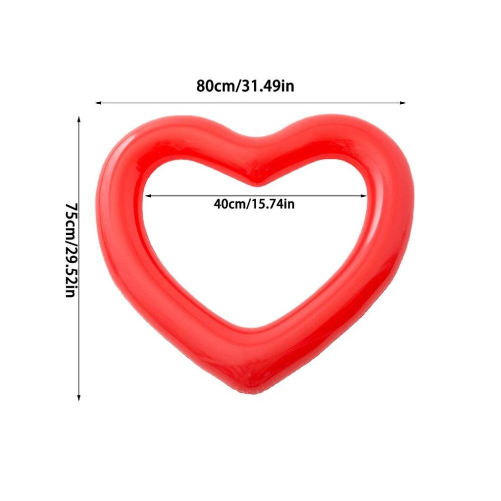 (80CM red) Inflatable Pool Floats Heart Shaped Swimming Rings Water Fun Float Toys Summer Swimming Tube For Pool Beach