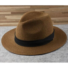 (L /58-60cm, Brown) Women/Men Wide Brim Soft Shaped Panama Straw Hat Summer Beach Sun Cap Fedora Hat