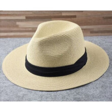 ( XL/61-64cm, Beige) Women/Men Wide Brim Soft Shaped Panama Straw Hat Summer Beach Sun Cap Fedora Hat