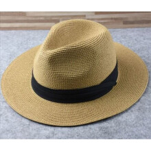 (L /58-60cm, Khaki) Women/Men Wide Brim Soft Shaped Panama Straw Hat Summer Beach Sun Cap Fedora Hat
