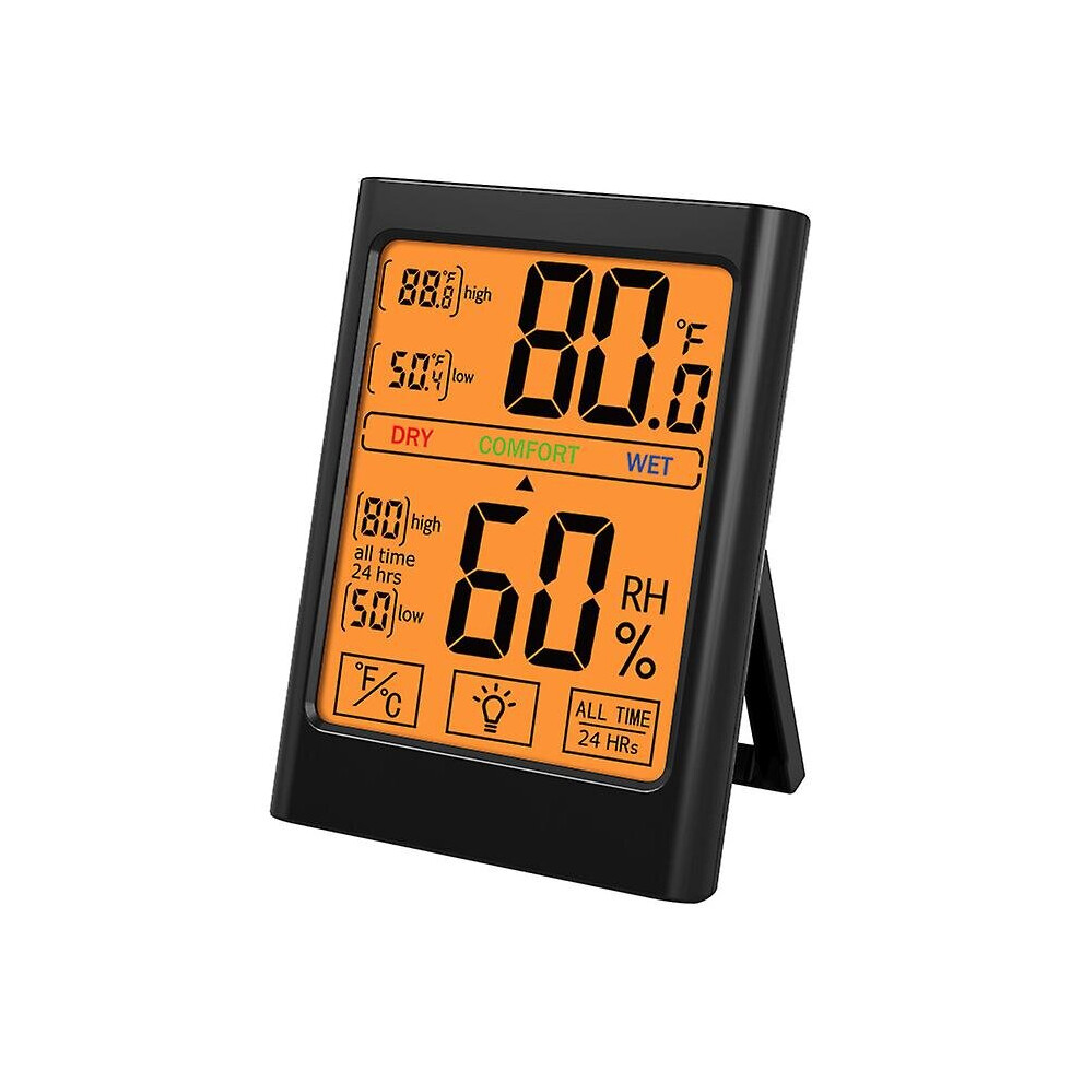 Black (Black) Indoor Thermometer Intelligent Digital Humidity Sensor With Backlight