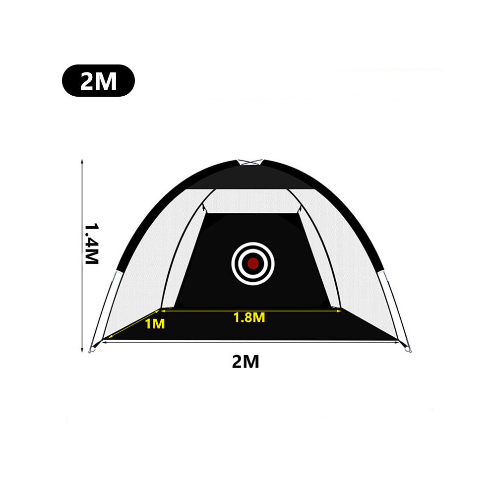 (2 M Black) 2M Golf Practice Net Tent Strike Cage Outdoor Indoor Grassland Mesh Mat Garden Golf Training