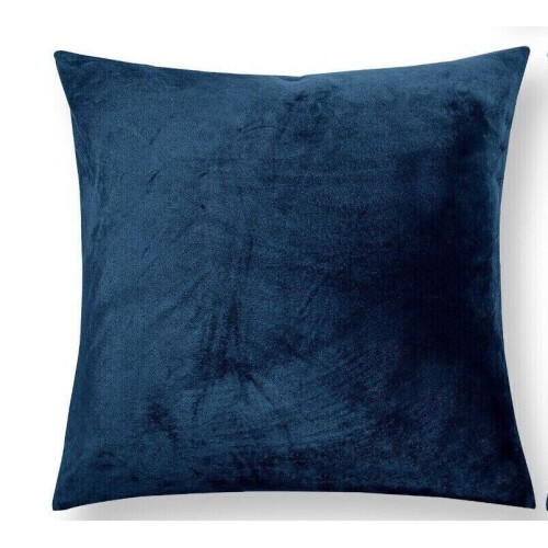 (Blue) Velvet Cushion Covers Luxury Plain & Stripe Patterned Cushion Covers 1