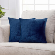 (Blue) Velvet Cushion Covers Luxury Plain & Stripe Patterned Cushion Covers