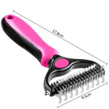 (Pink) Professional Dog Cat Pet Comb Brush Dematting Undercoat Grooming Comb Rake Tool