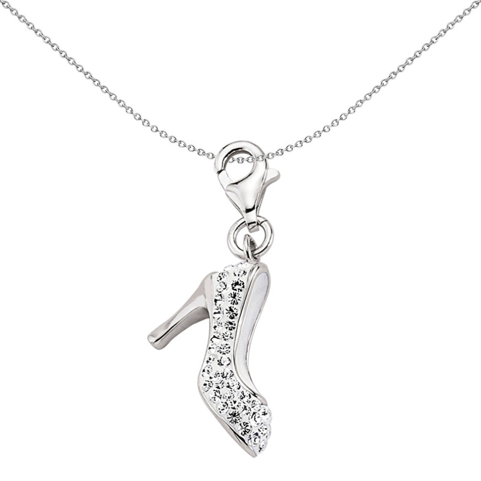 Jewelco London Sterling Silver White Crystal Stiletto Charm - CM134WHT
