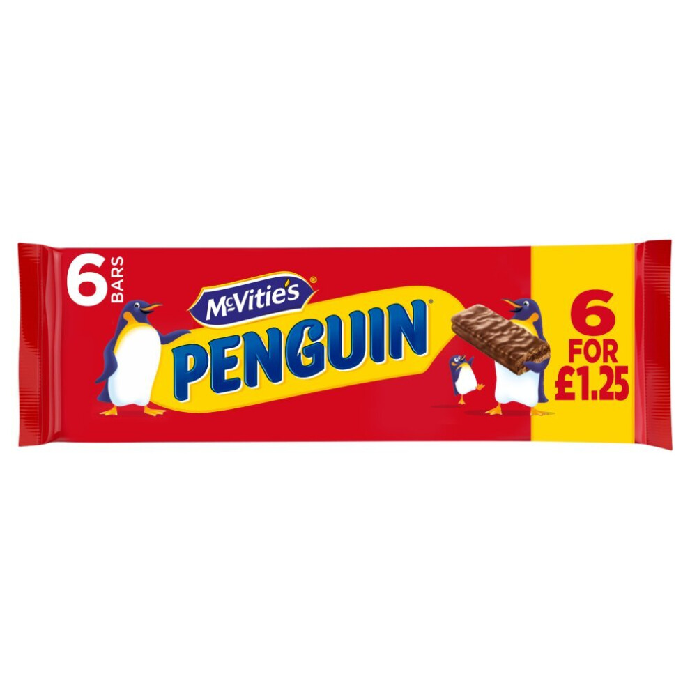 McVitie's Penguin Milk Chocolate Biscuit Bars 6 bar (Pack of 12)