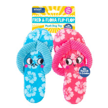 Pack of 2 Summer Plush Blue Pink Flipflops Pet Toy Squeaker Crinkle
