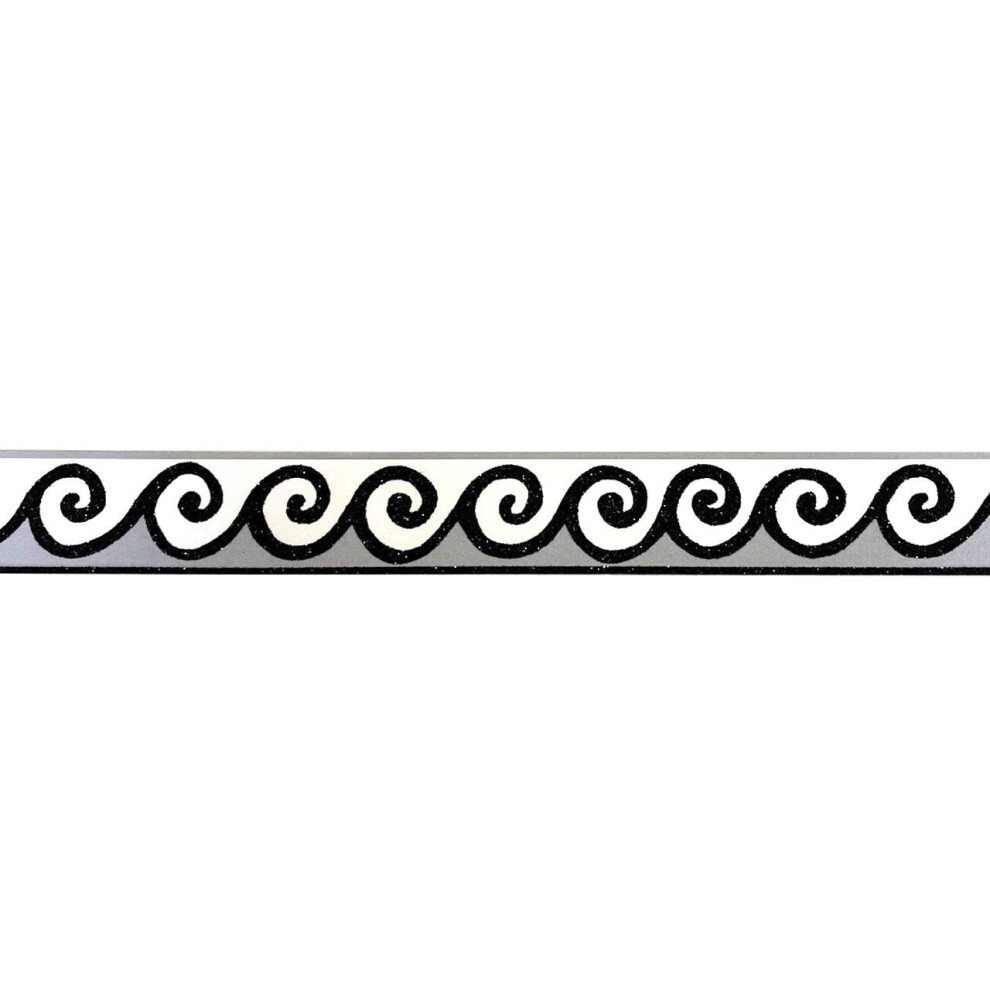As Creation Glitter Swirl Wallpaper Border Black Grey White Textured Modern