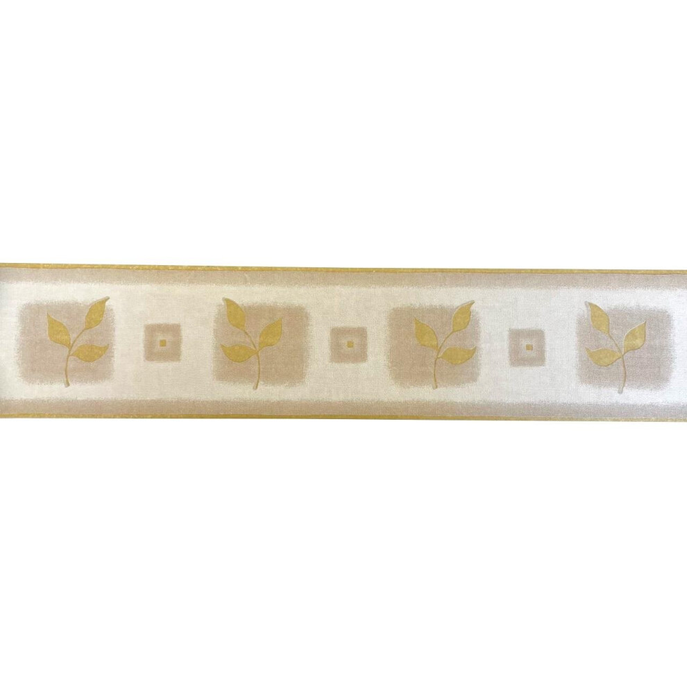 AS Creation Floret Gold Wallpaper Border Metallic Shine Plants Leaves Textured