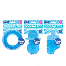 Pack of 3 Summer Cooling Pet Toy - Ring, Dummy, Ice Lolly Shaped Dog Puppy Teething Chew Outdoor Play Freezable Durable Hydrating Teether Frozen