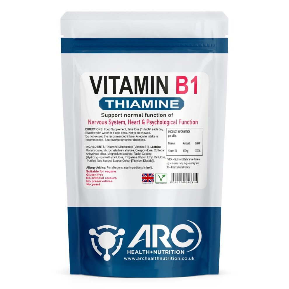 Vitamin B1 Thiamine 100mg 180 Tablets