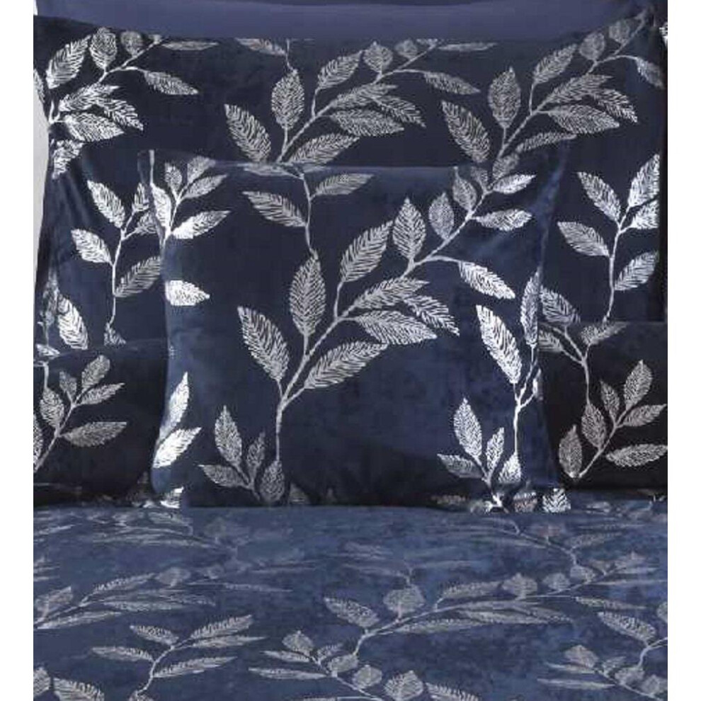 Rapport (Filled Cushion) Como Duvet Cover Set Navy Leaves Foil Details Blue