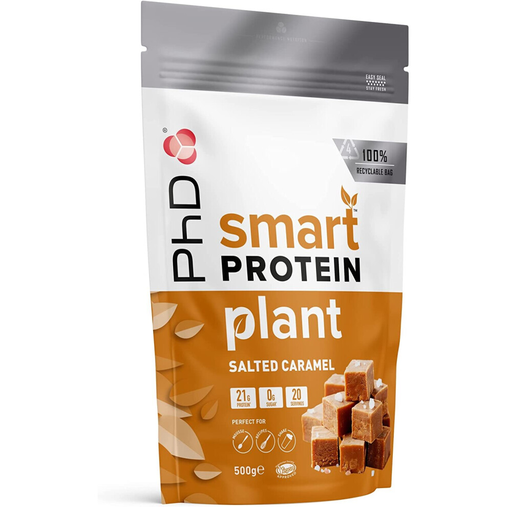 Phd Smart Plant, high Protein Vegan Shake, Ideal for Shakes, Baking and Deserts, Salted Caramel,500g