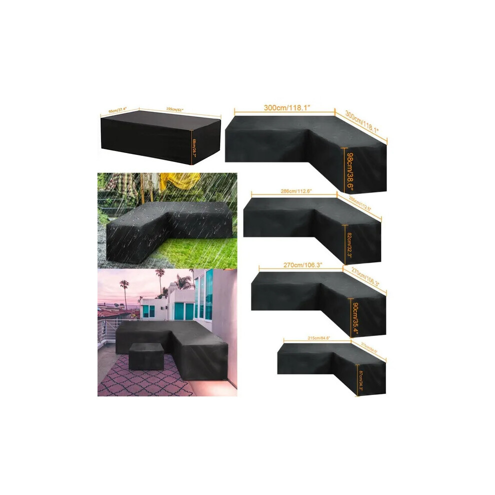 (L270x270x90cm) Waterproof Outdoor Corner Sofa Cover Rattan Patio Garden Furniture Protective Cover All-Purpose Dust Covers '' L '' Shape