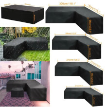 (L300x300x98cm) Waterproof Outdoor Corner Sofa Cover Rattan Patio Garden Furniture Protective Cover All-Purpose Dust Covers '' L '' Shape
