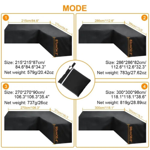 (L270x270x90cm) Waterproof Outdoor Corner Sofa Cover Rattan Patio