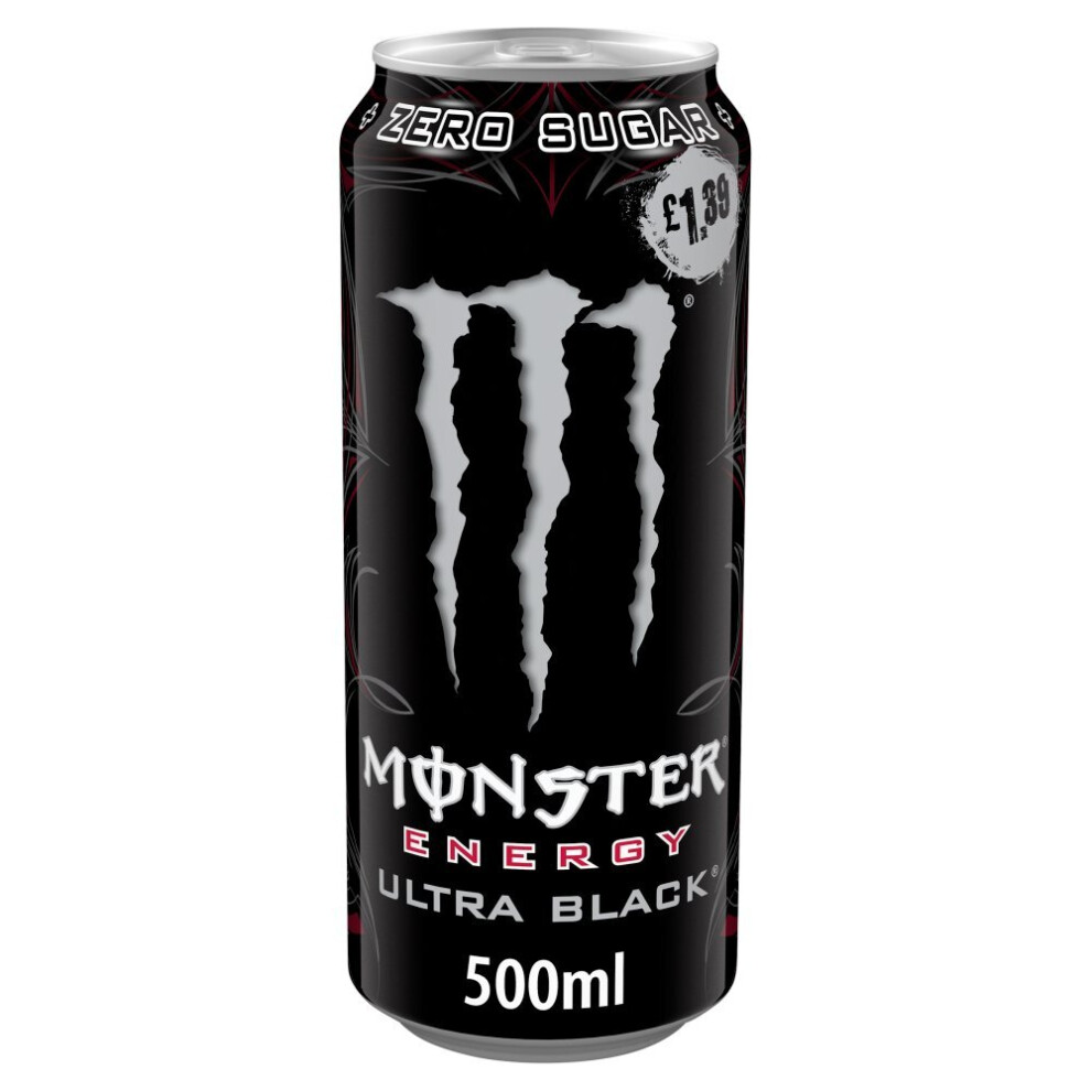 Monster Ultra Black Energy Drink 500ml (Pack of 12) 
