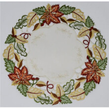 Sinobrite H9118-008 8 in. Multicolored Autumn Leaves Doily