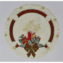 Sinobrite H0013-016 16 in. Plaid Bows with Candles Doily