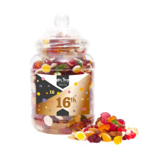 (Large Jar 1700gm) Happy 16th Birthday Sweet Gift Jar Jelly Mix