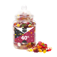 (Large Jar 1700gm) Happy 40th Birthday Sweet Gift Jar Jelly Mix