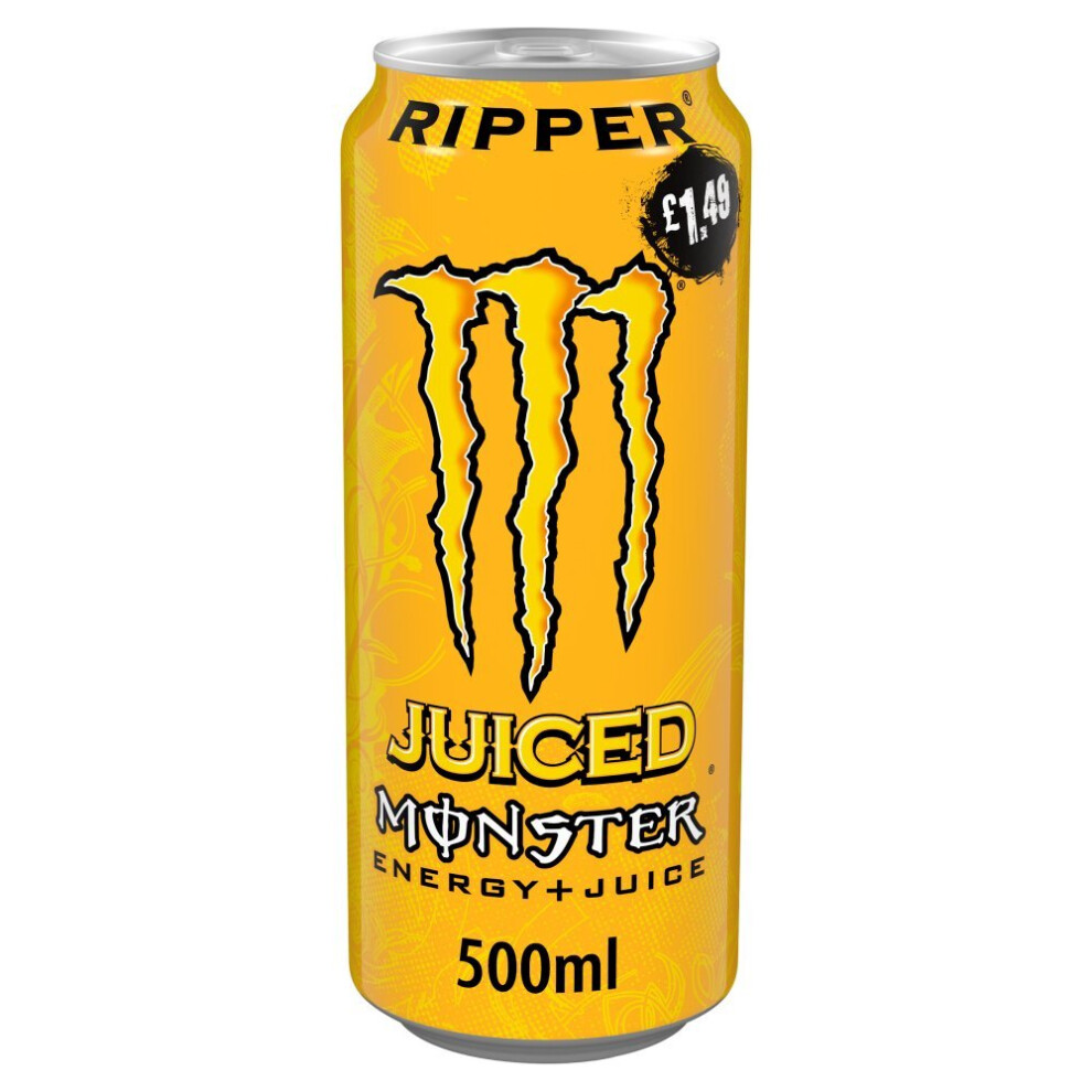 Monster Energy Monster Ripper Energy Drink 500Ml - 12 Pack | L-Carnitine, Taurine, Ginseng, B-Vitamins | Gmo-Free, Gluten-Free, Allergen-Free