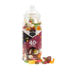 (Medium Jar 750gm) Happy 40th Birthday Sweet Gift Jar Jelly Mix