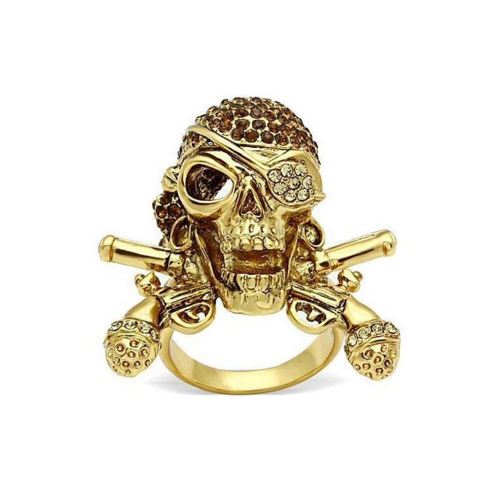 Alamode 3W004-9 Gold White Metal Ring with Top Grade Crystal, Smoked Quartz - Size 9-image-OPC-PBCZCPR-NEW