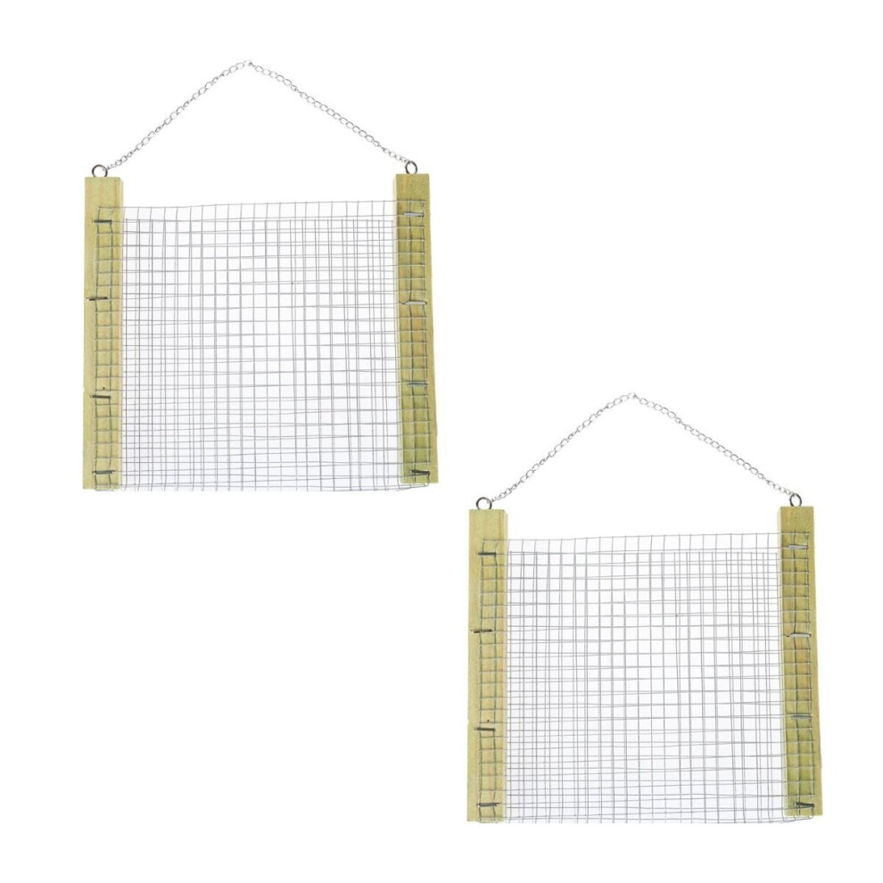 Homescapes Set Of 2 Wooden Hanging Bird Feeder With Chain