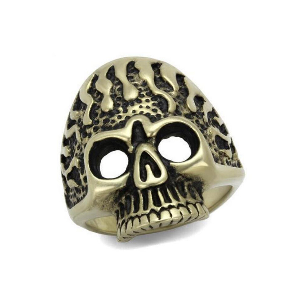 Alamode TK2455-9 IP Antique Copper Stainless Steel Ring with Epoxy, Jet - Size 9-image-OPC-PBCZG62-NEW