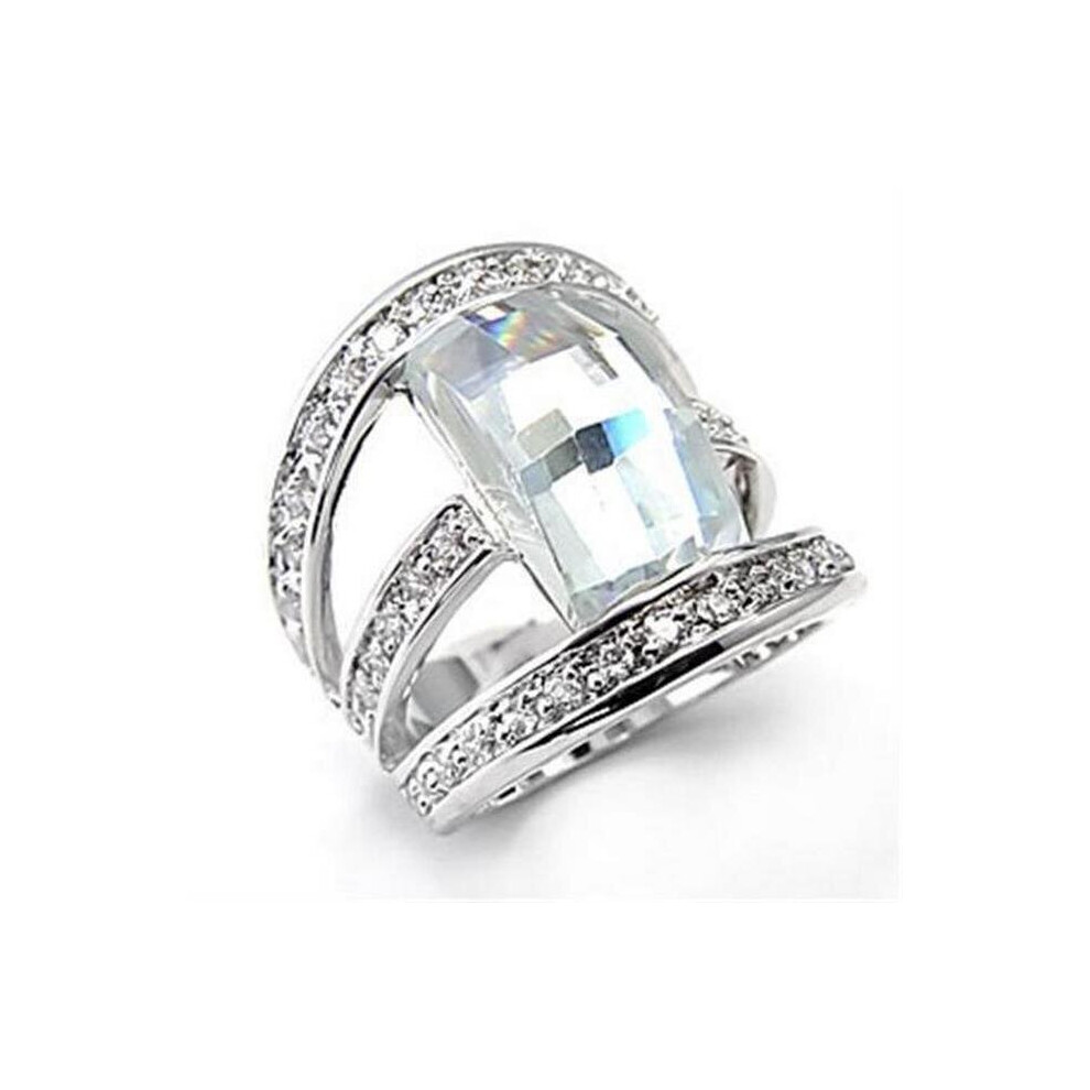 Photos - Ring Alamode 7X053-7 Rhodium Brass with AAA Grade CZ, Clear - Size 7