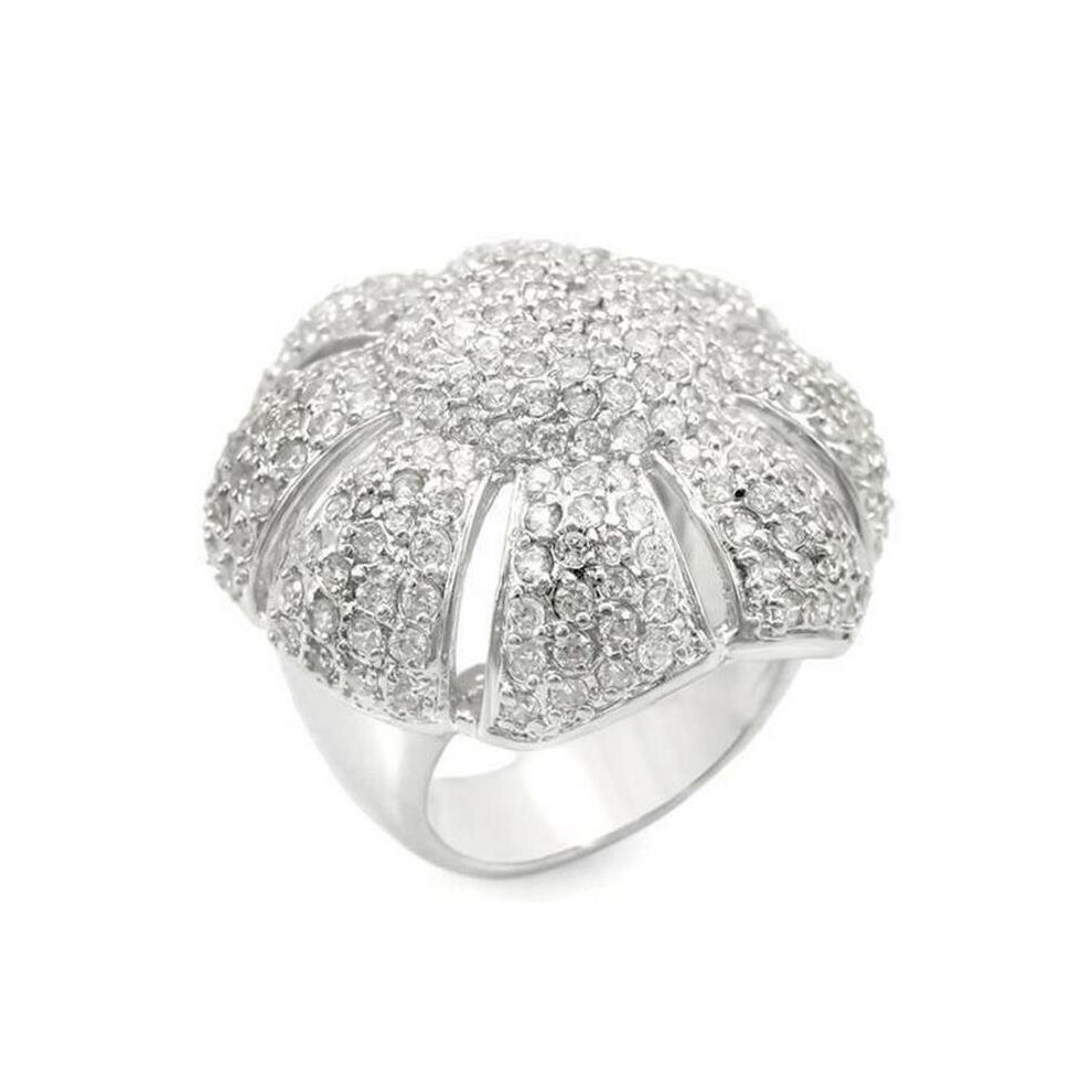 Photos - Ring Alamode 0W349-5 Rhodium Brass  with AAA Grade CZ, Clear - Size 5
