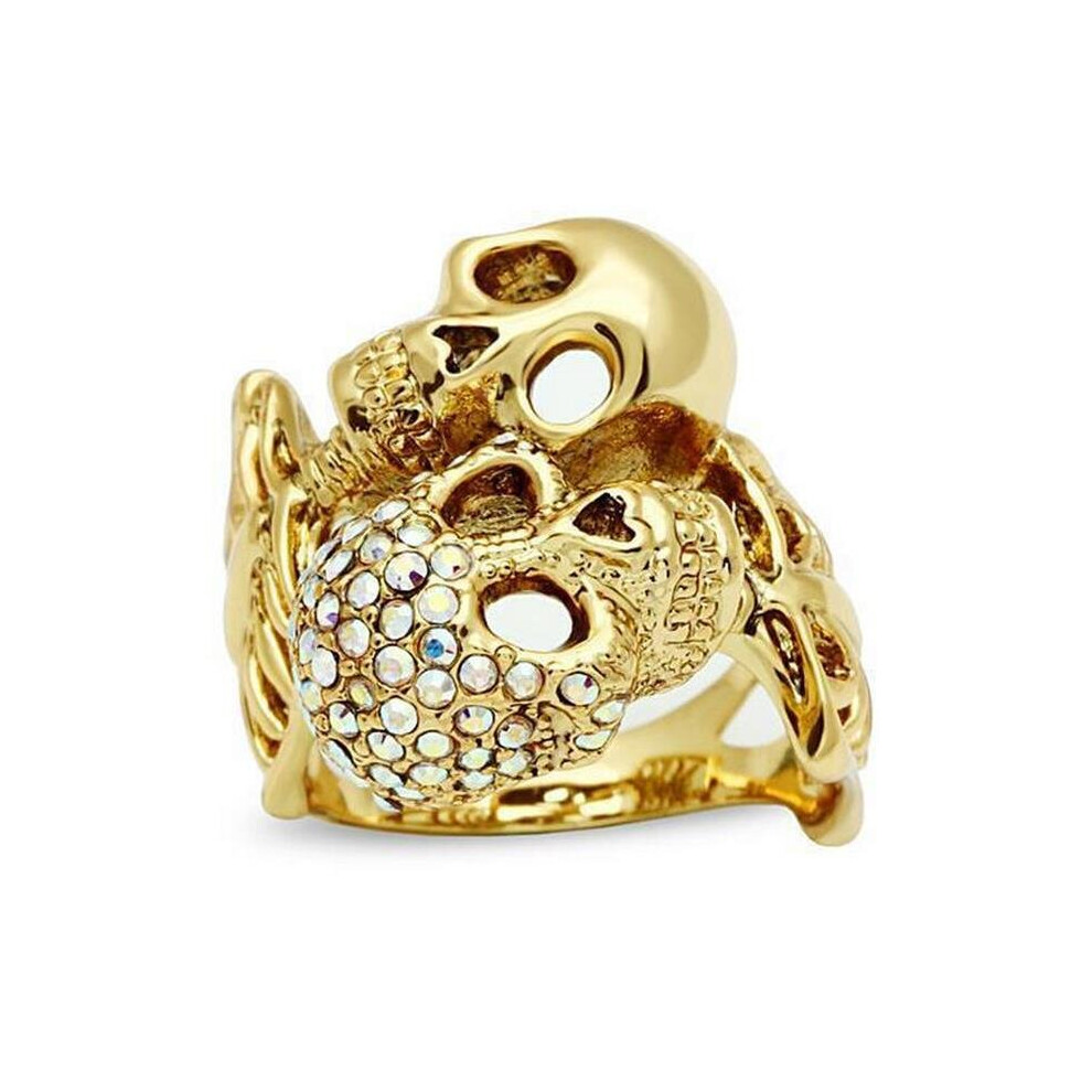 Alamode 3W007-10 Gold White Metal Ring with Top Grade Crystal, Rainbow Effect Aurora Borealis - Size 10-image-OPC-PBCZGJ8-NEW