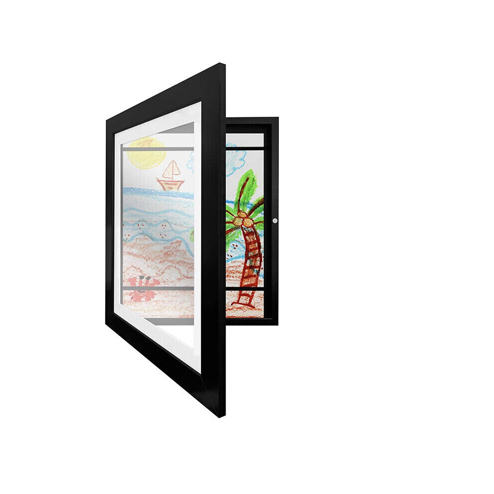 (Black) Art Display Frame Kids Art A4 Frames Photo Picture Frame Crafts Drawing Storage