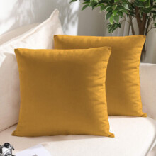(18"X18" (Pack of 2), Ochre Plain) Velvet Cushion Covers Decorative Throw Pillowcase