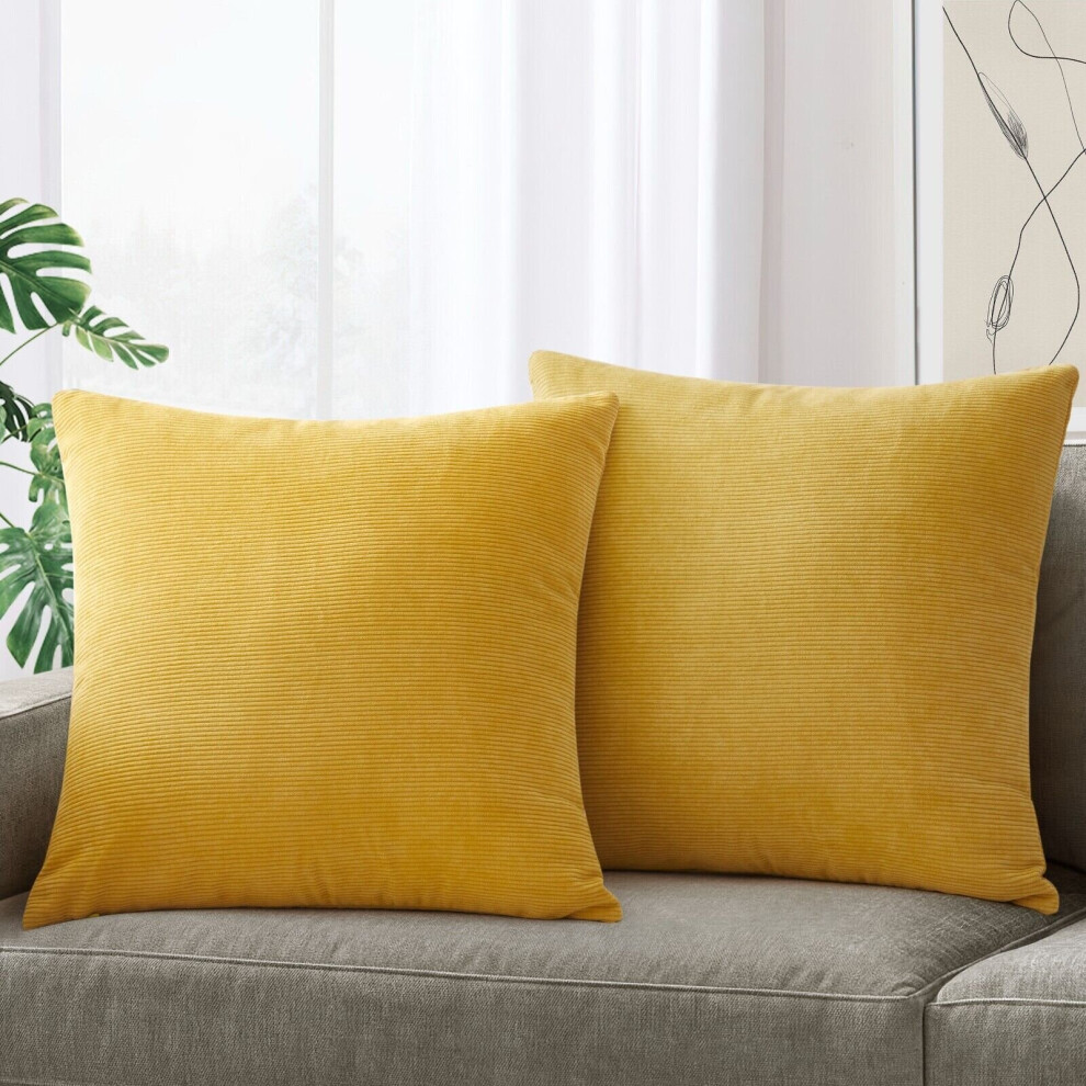 Supreme Bedding Ltd (18"X18" (Pack Of 2), Ochre Patterned) Velvet Cushion Covers Decorative Throw Pillowcase
