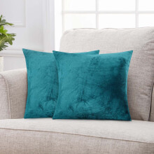 (18"X18" (Pack of 2), Teal Plain) Velvet Cushion Covers Decorative Throw Pillowcase