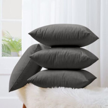 (18"X18" (Pack of 4), Grey Plain) Velvet Cushion Covers Decorative Throw Pillowcase