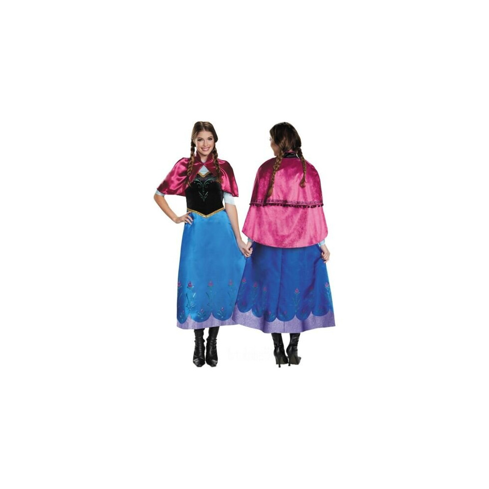 (Tag M=UK 6) Ladies Adult Idea Frozen Anna Princes Elsa Queen Fancy Dress Costume Halloween